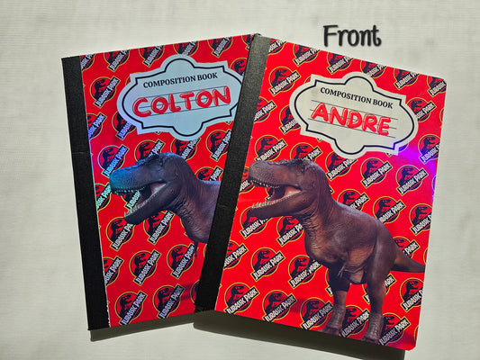 Custom Composition Notebook Red Dinosaur