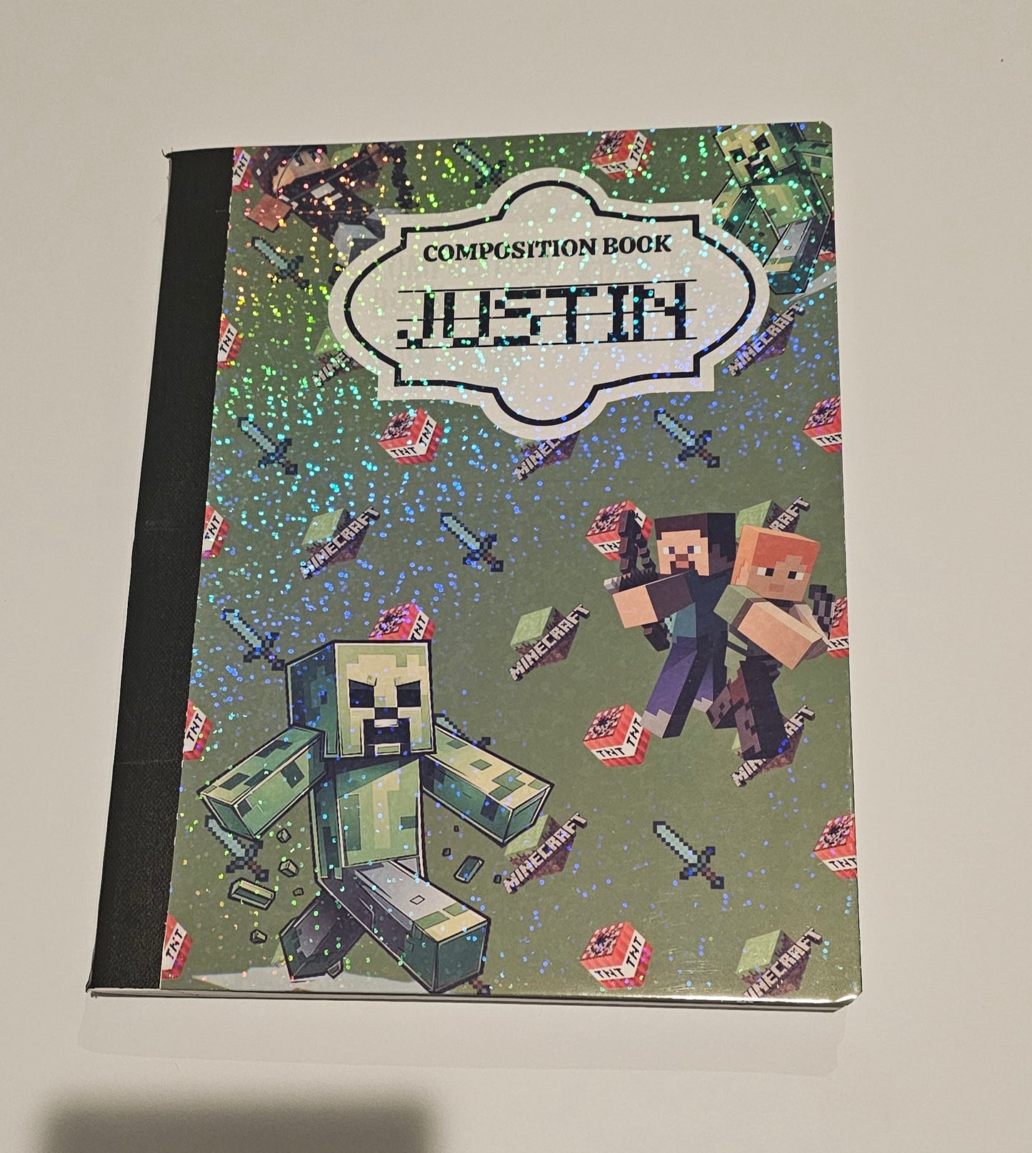 Custom Composition Notebook Green Block