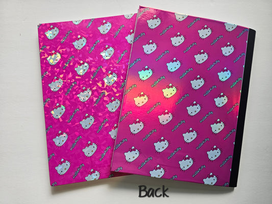 Custom Composition Notebook Pink White Kitty